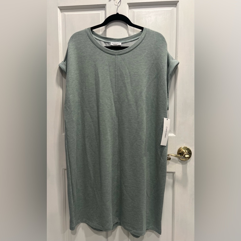 CALVIN KLEIN NWT Heathered Green Gray Cap Sleeve Dress Heather Grey SIZE Xl NEW